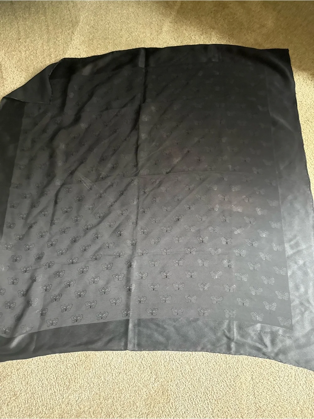 Bottega Veneta Black Butterfly Jacquard Silk Scarf